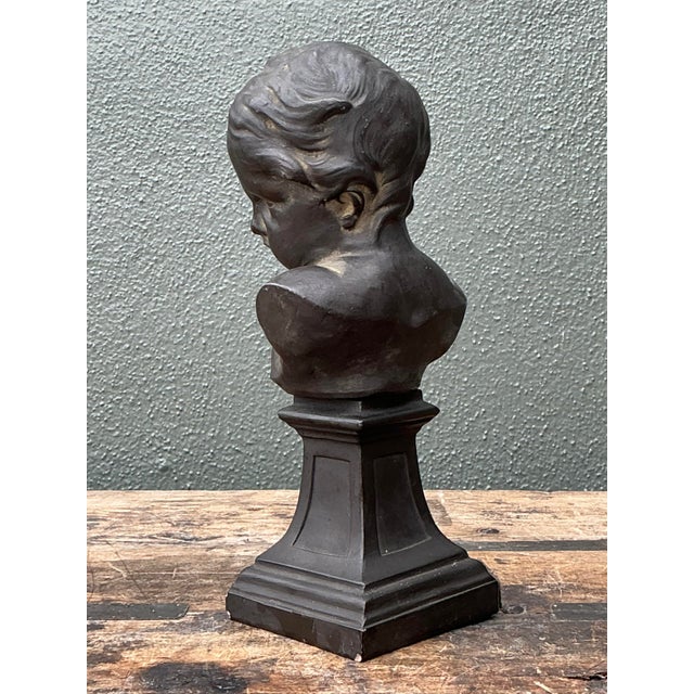 Metal Vintage Cast Bronze Bust of Baby For Sale - Image 7 of 12