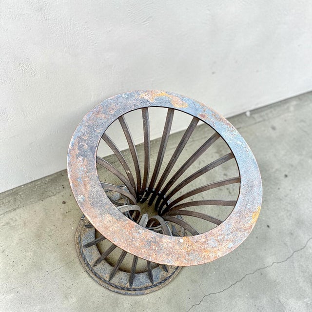 Modern Kreiss Trieste Collection 60" Round Travertine & Wrought Iron Center or Dining Table For Sale - Image 9 of 14