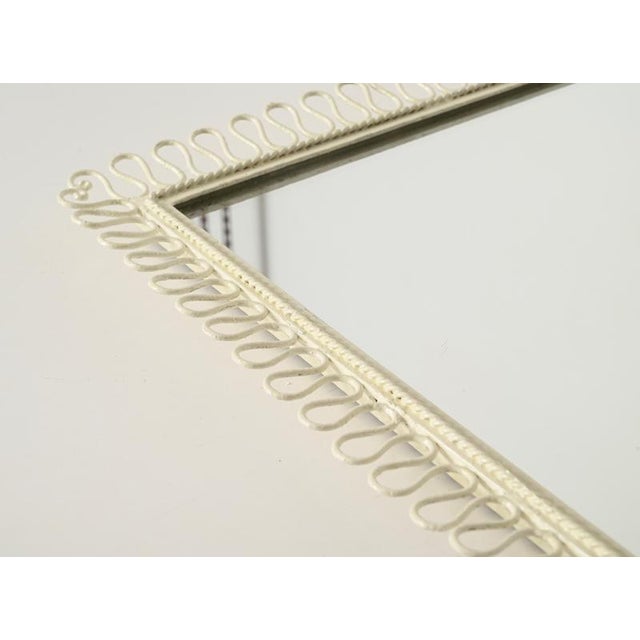 Rectangular Ivory Enameled Wrought Iron Mirror in the style of Gio Ponti, Italy, 1950s For Sale - Image 10 of 14