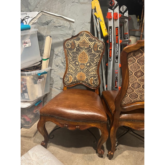 John-Richard Set of 12 John-Richard Upholstered Dining Chairs With Leather Seats For Sale - Image 4 of 15