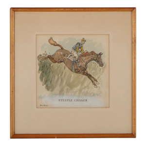 Mid 20th Century Paul Brown Watercolor Painting "Steeple Chaser"