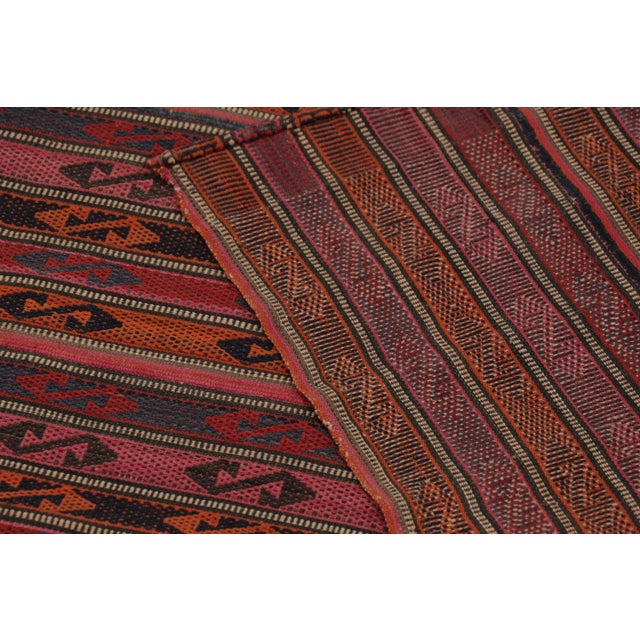 Beige Vintage Persian Kilim, Vertical Stripes With Vibrant Tribal Motifs - Rug & Kilim For Sale - Image 8 of 8