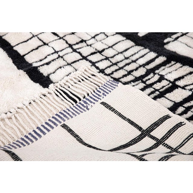 Minimalist Linear Hand-Knotted Wool Rug | 12'1" X 8'7" | One of a Kind For Sale - Image 6 of 6