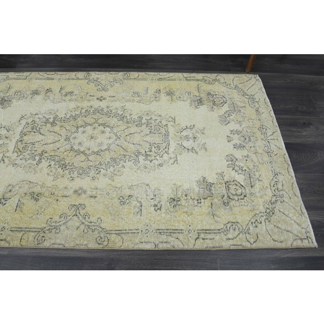 Textile 1970s Vintage Handmade Wool Cotton Yellow Area Rug For Sale - Image 7 of 11