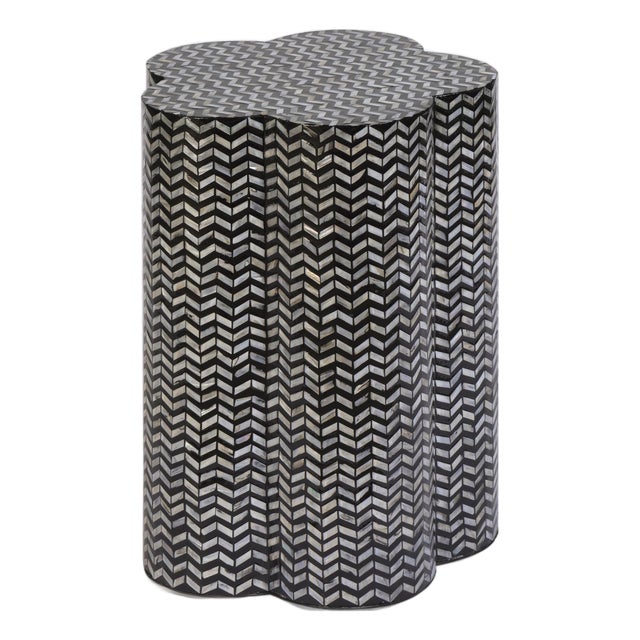 Truffle Mother of Pearl Scalloped Side Table For Sale