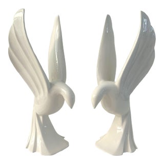 1970s Fitz & Floyd White Dove Candle Holders, a Pair For Sale