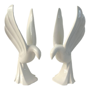 1970s Fitz & Floyd White Dove Candle Holders, a Pair