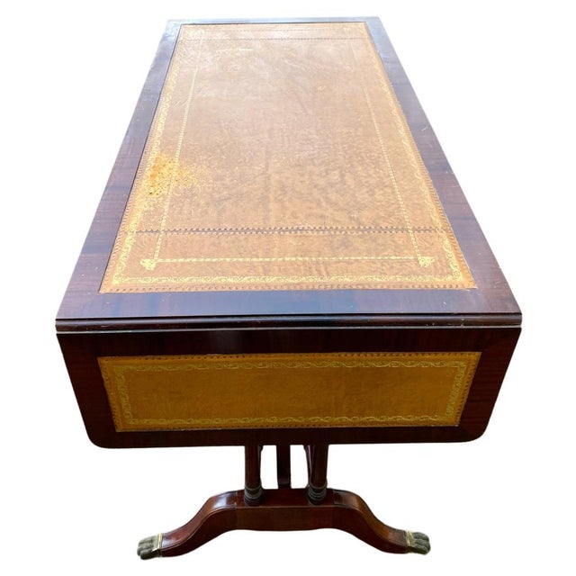 Wood Vintage English Mahogany Desk with Extension, 1940s For Sale - Image 7 of 9