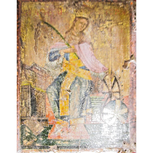 Late 19th Century Rare Antique Icon of St. Catherine of Alexandria in a Kiot Shadow Box For Sale - Image 5 of 18