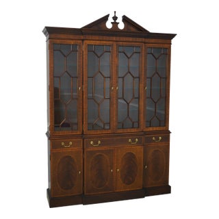 Councill Craftsmen Inlaid Mahogany Breakfront Bookcase For Sale