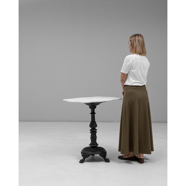20th Century French Cast Iron Bistro Table With Marble Top Details Small Round For Sale - Image 18 of 18