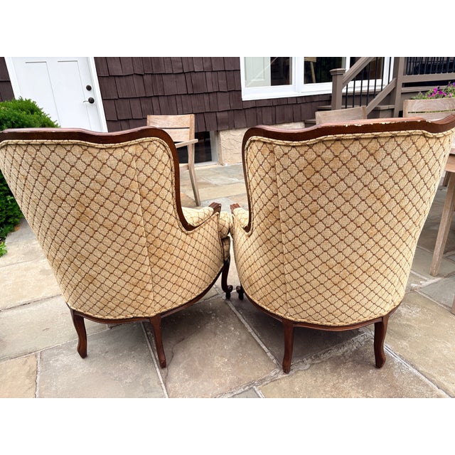 Wood Pair of Vintage French Provincial Wingback Chair From Ethan Allen For Sale - Image 7 of 8