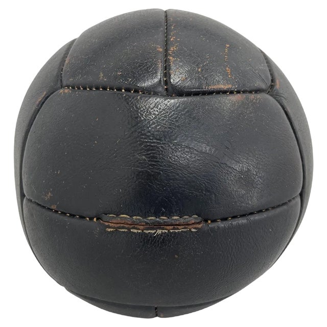 Vintage Black Leather Medicine Ball, 1930s For Sale