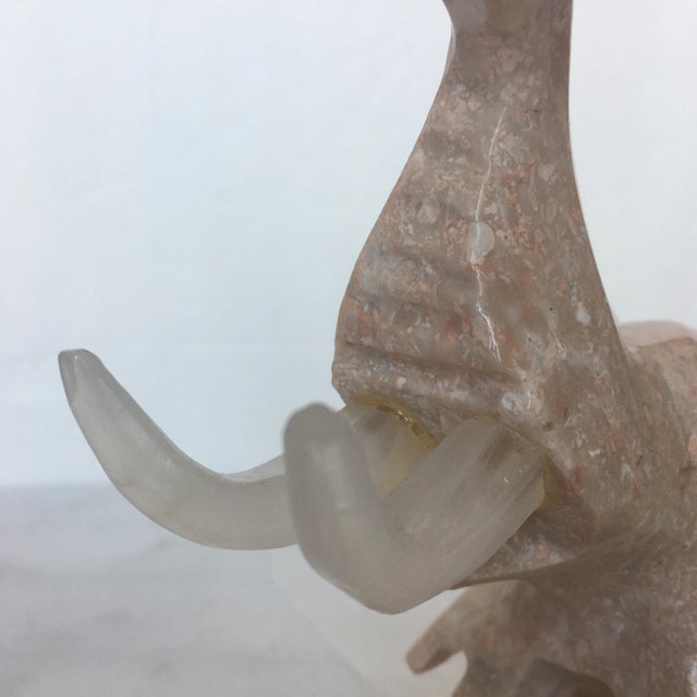Pink Stone and Acrylic Hand - Carved Elephant Figurine For Sale - Image 12 of 13