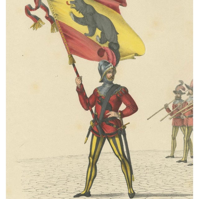 Title: The Standard-Bearer of Bern Leading a Swiss Infantry Formation : This hand-colored lithograph, produced by H. Jenny...