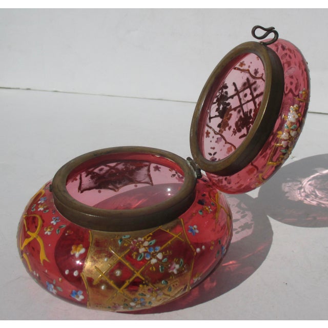 Antique Moser Cranberry Glass Powder /Trinket Box For Sale In New York - Image 6 of 8
