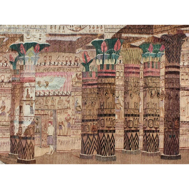 Vintage Tapestry With Scene of Egyptian Architecture and Columns For Sale - Image 4 of 6