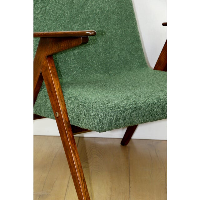 Green Bouclé Bunny Lounge Chair attributed to J. Chierowski, 1970s For Sale - Image 6 of 13