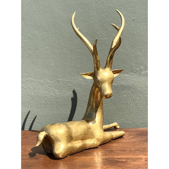 Mid-Century Modern Vintage Brass Deer Sculpture For Sale - Image 3 of 16