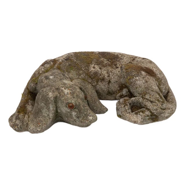 Reconstituted Stone Dog Spaniel Garden Ornament, England 20th Century For Sale