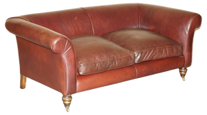 Vintage Art Deco Sofa in Hand-Dyed Brown Leather