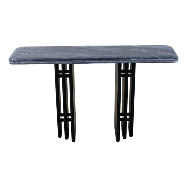 Late 20th Century Scandinavian Post Modern Sofa or Console Table Marble Rectangle Top by Bendixen Designs Made in Denmark For Sale