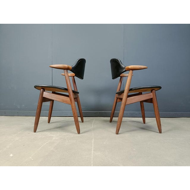 Vintage Cowhorn Dining Chairs by Tijsseling Meubelfabriek for Hulmefa, 1960s, Set of 4 For Sale - Image 3 of 13