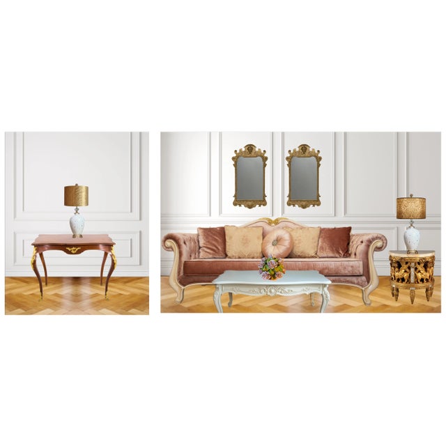 Metal John Richard White Porcelain Abstract Nested Oval Gold Pattern Table Lamp For Sale - Image 7 of 17