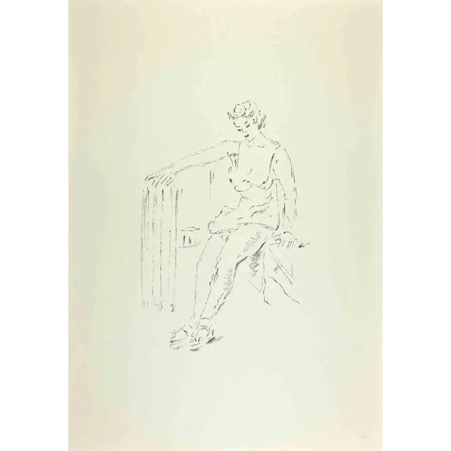 Woman is an artwork realized by Filippo De Pisis (1896, Ferrara - 1956, Milano) in 1968. Black and white lithograph. Good...