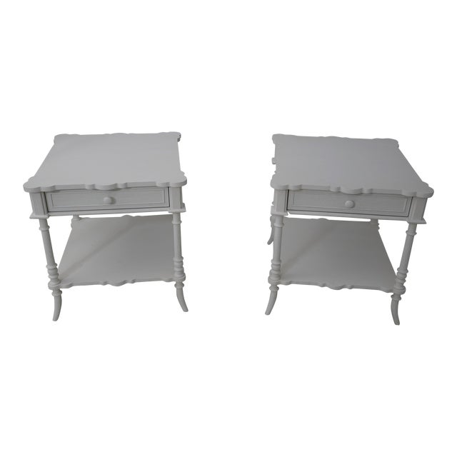 Pair Jonathan Charles Country French White End Tables For Sale