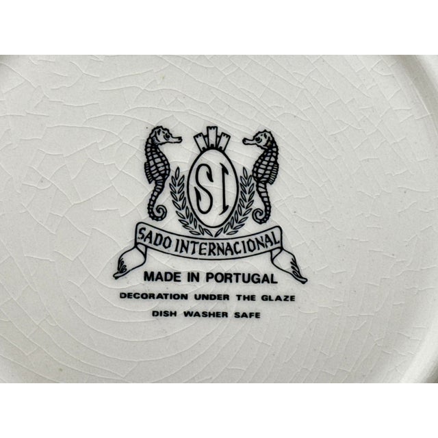 Ceramic Blue & White Sado Plates From Portugal - Set of 10 For Sale - Image 7 of 7