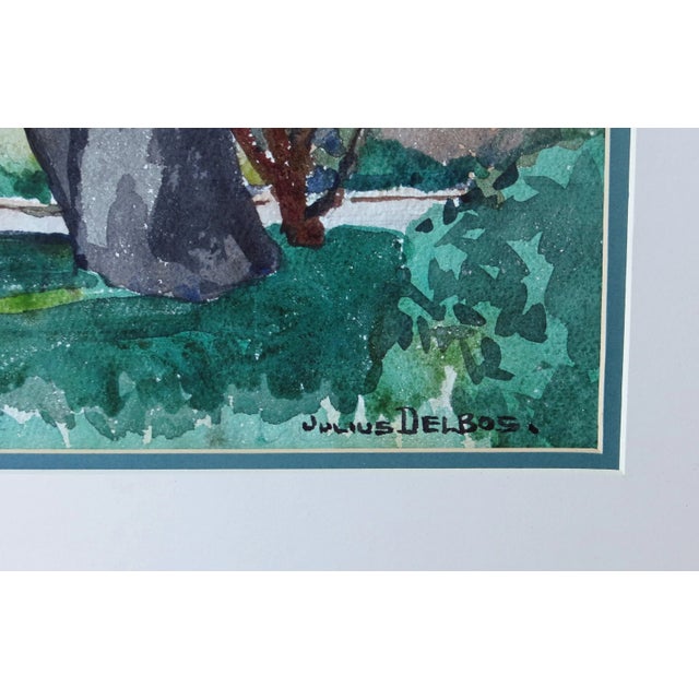 Realism Julius M Delbos Watercolor Painting For Sale - Image 3 of 5