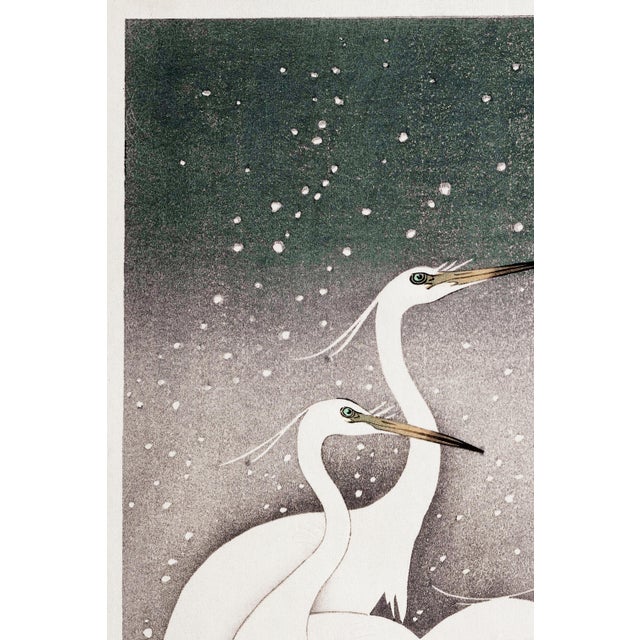 Traditional Group of Egrets (Ohara Koson, 1925–1936), Vintage Art Print Reproduction, 24″ × 36″ For Sale - Image 3 of 7