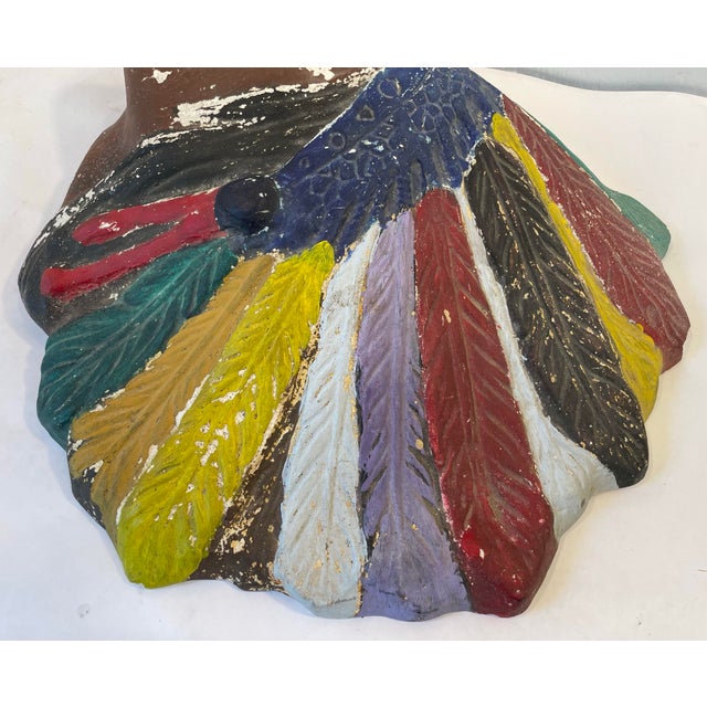 Vintage Chalk Ware Native American Wall Mounted Bust For Sale In Dallas - Image 6 of 10