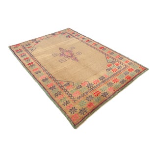 Hand-Knotted Antique Oushak Rug Circa 1900 High Pile Turkish Rug - 5'9" X 8'10" For Sale