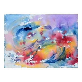 Colorful Abstract Watercolor by Les Anderson For Sale