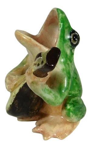 Majolica Frog with Mandolin Massier, circa 1900