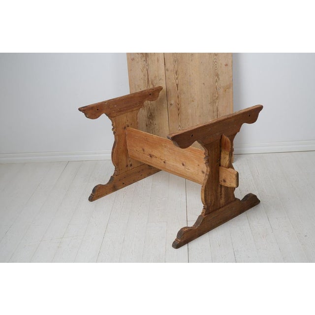 Antique Northern Swedish Pine Handmade Trestle Desk For Sale - Image 12 of 15