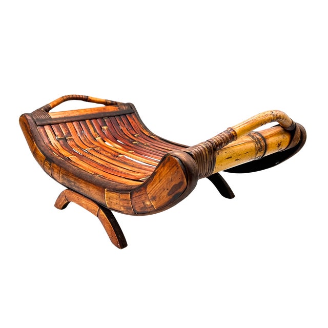 Baker Furniture Company Vintage Handcrafted Bent Bamboo Display Tray on Stand – Organic Modern / Tropical For Sale - Image 4 of 13