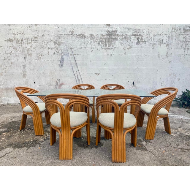 1980s Dining Bamboo Set of 6 Chairs 1 Table in the Manner of Alex Enthoven - Set of 7 For Sale - Image 12 of 12