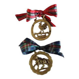 Antique British Brass Bridle Ornaments - a Pair For Sale