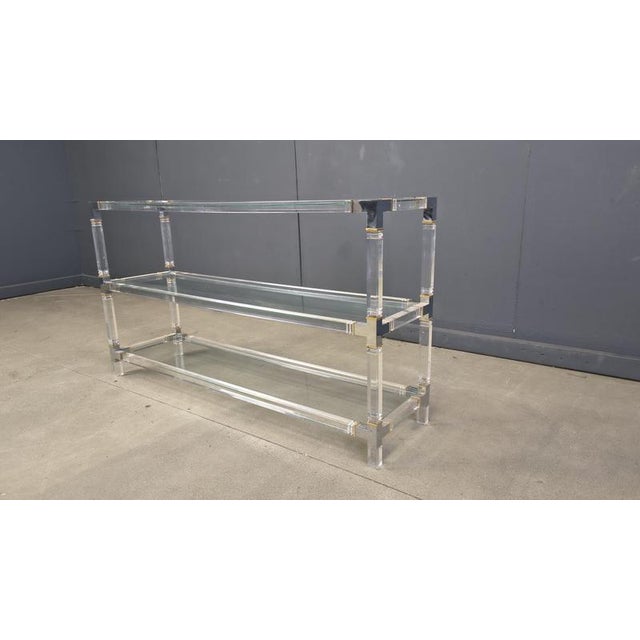 Chrome and Acrylc Glass Console Table, 1970s For Sale - Image 4 of 14