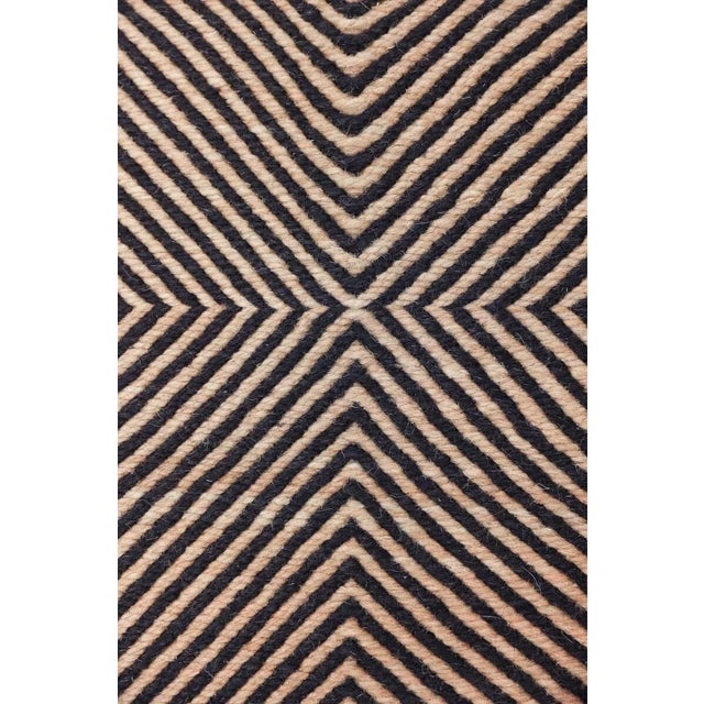 Mid-Century Modern Black and Sand Tan Flatweave Zanafi Moroccan Wool Runner (Made-To-Order) 2'6" X 10' For Sale - Image 3 of 10