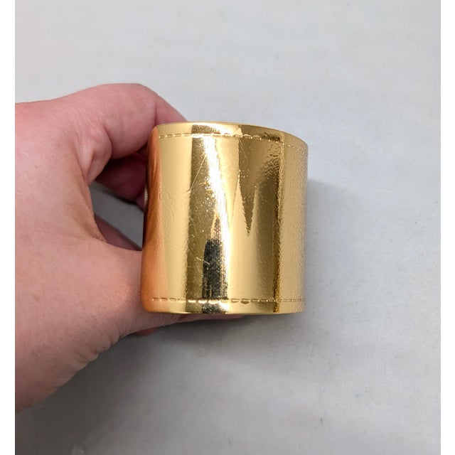 Metal Vintage 1980s Signed Monet Wide Goldtone Cuff Bracelet For Sale - Image 7 of 14
