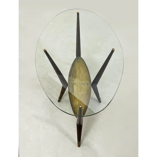 Coffee Table in Glass, Brass and Lacquered Wood, 1950s For Sale - Image 9 of 10