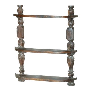 Rustic Carved Wood Bedposts Repurposed Wall Shelf | Vintage Wall Display Unit | Eclectic Unique Shelving | Farmhouse Country Floating Shelf For Sale