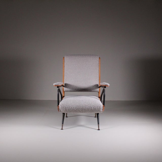 Set of Italian Reclining Chairs in Bouclé, 1960 For Sale - Image 10 of 13