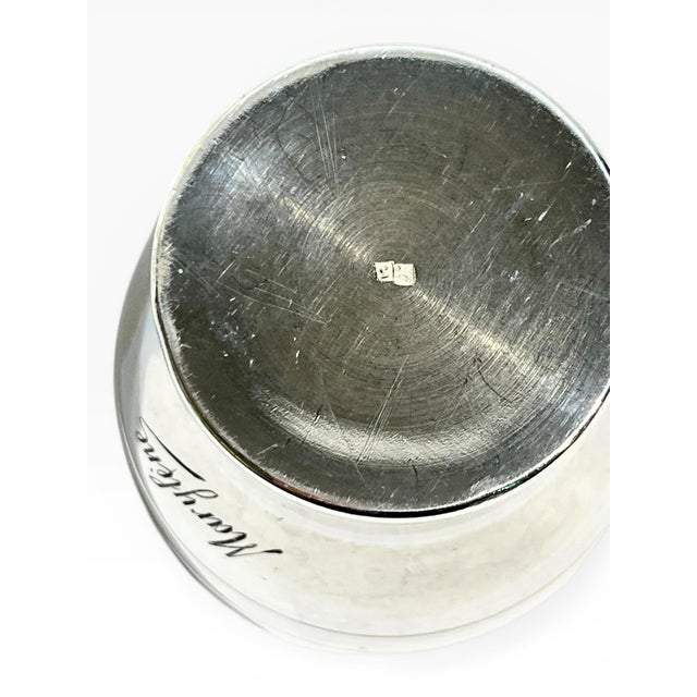 Metal French Art Deco Silver Plate Matchstick Holders or Goblets - Set of 3 Mismatched Vintage Barware For Sale - Image 7 of 8