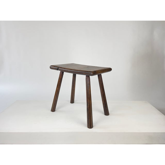 Rustic 19th Century English Primitive Oak Stool For Sale - Image 3 of 16