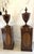 Rare pair of antique George III outstanding quality mahogany inlaid wine urns on original pedestal cupboards having a lift...